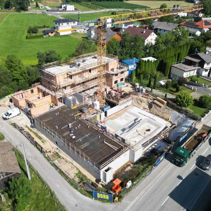 Aerial view of the construction progress of the MEG Weng