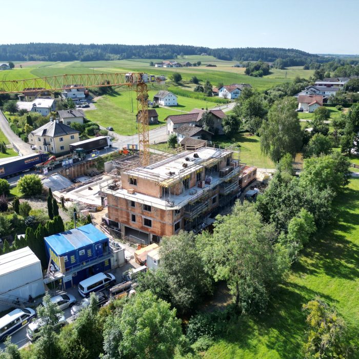 Aerial view of the construction progress of the MEG Weng