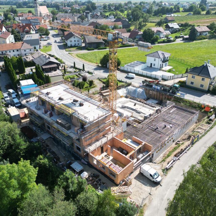 Aerial view of the construction progress of the MEG Weng